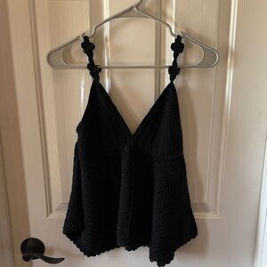 Black Crochet Women Top